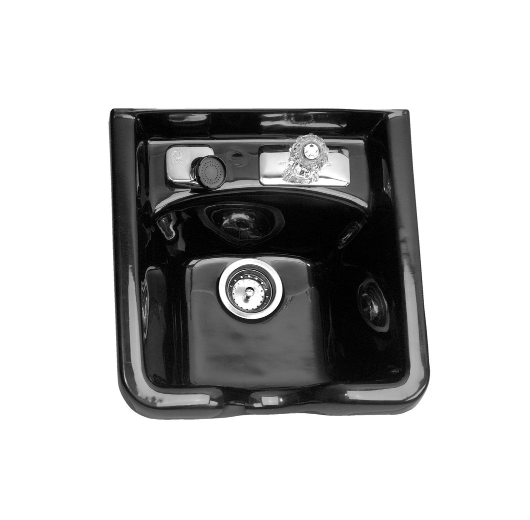 Pibbs 5350 Square Black Plastic Shampoo Bowl - Black
